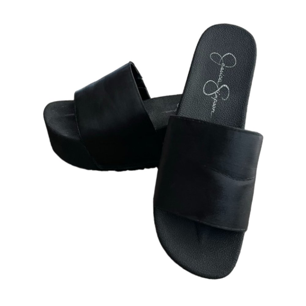 Y2K Platform Chunky Heel Slide On Sandals Size 7